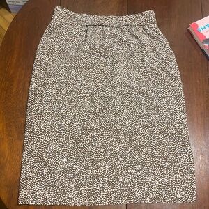 JCrew MIDI skirt. Brown with white polka dots. Elastic waist band NWT